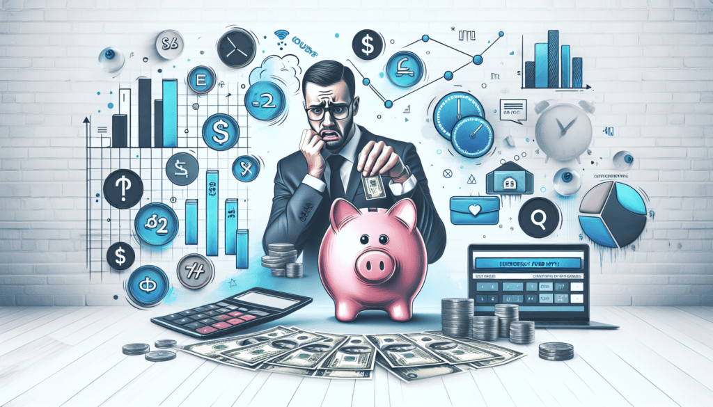 Person putting coins into a glass jar labeled emergency fund savings