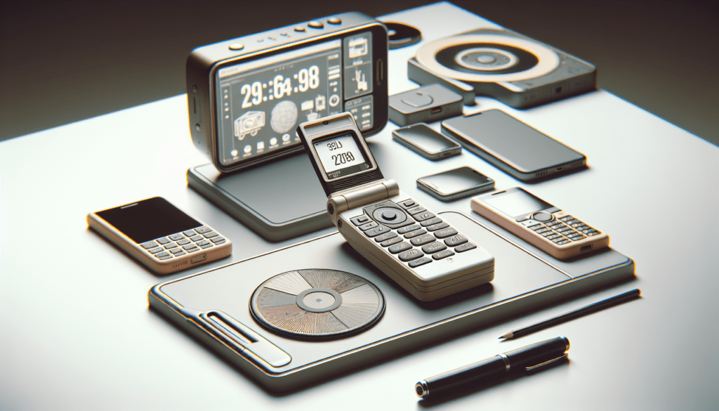 Person holding simple flip phone next to discarded smartphone on table